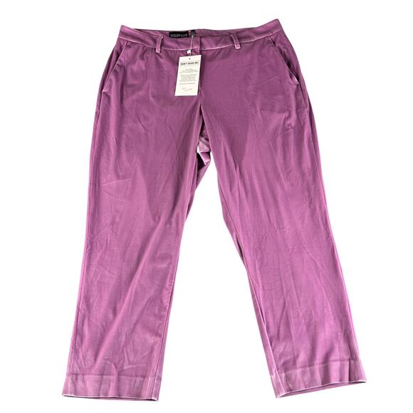 Wildfang Pants Womens 16 Purple Empower Velvet Slim Crop Stretch Trousers New - Picture 1 of 13